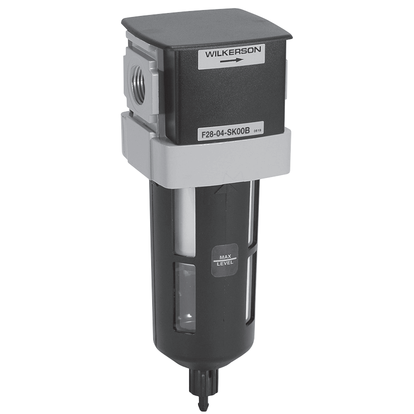 Wilkerson F28 Series Modular Particulate Filter, Port Sizes 3/8, 1/2, 3/4; Flows to 145 SCFM